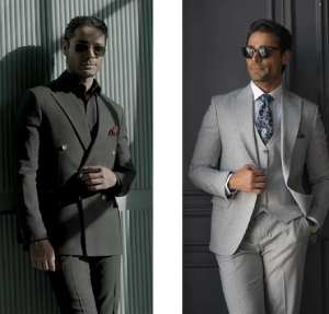 فروشگاه دامات کت‌و‌شلوار طوسی و مشکی